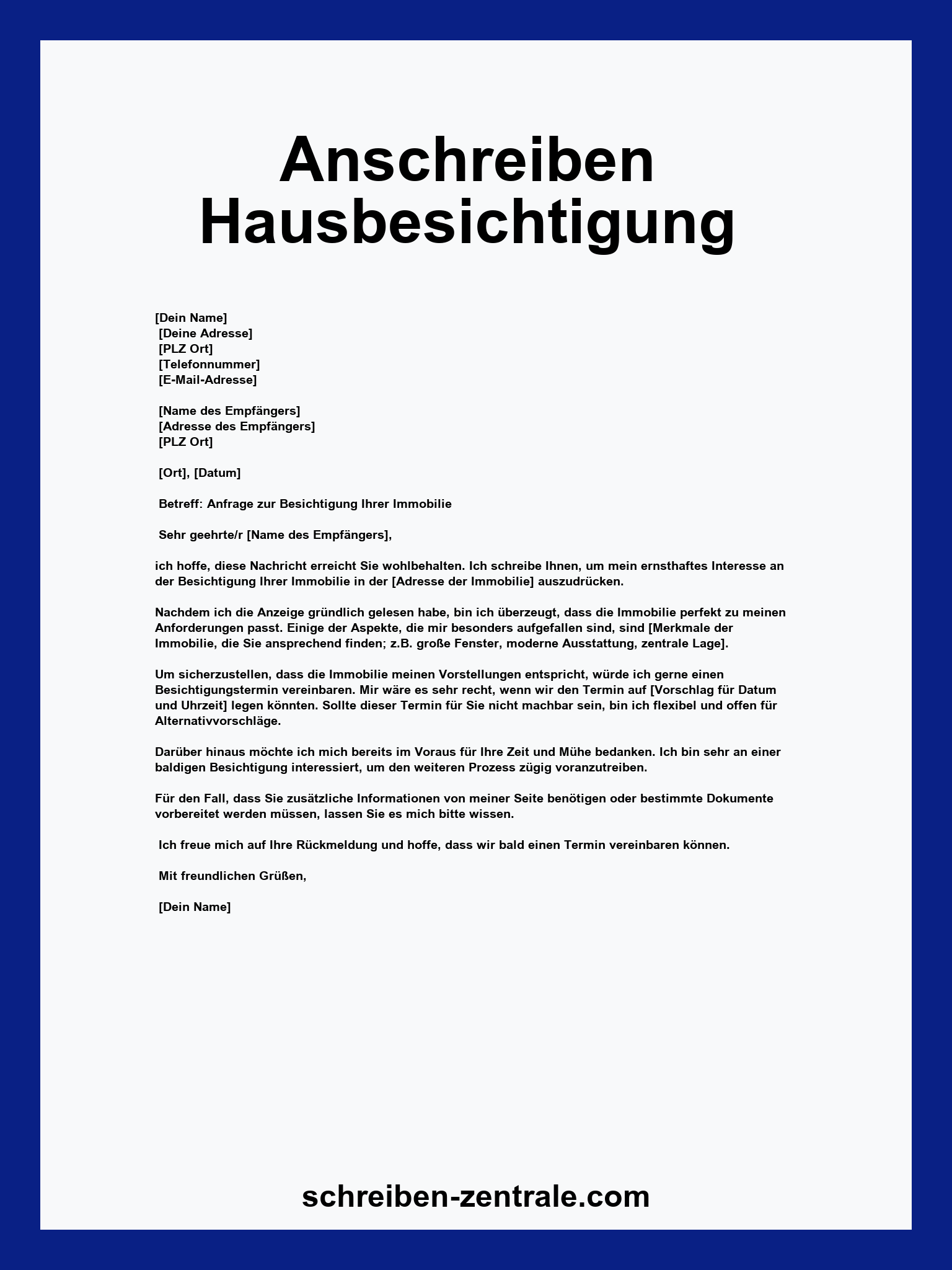 Anschreiben Hausbesichtigung