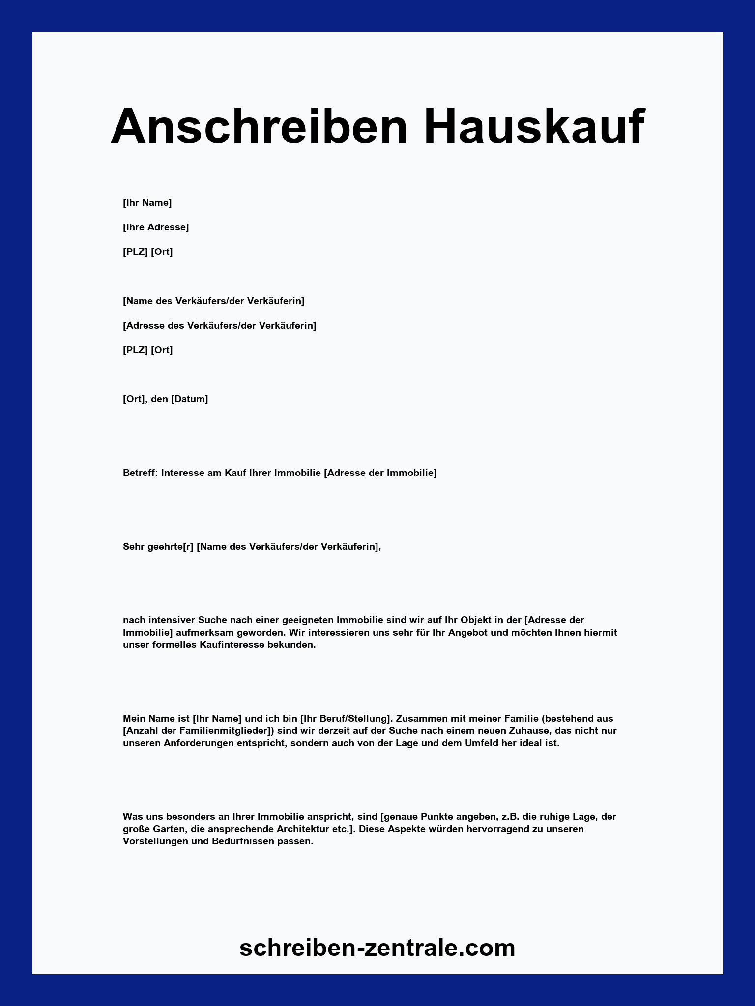 Anschreiben Hauskauf