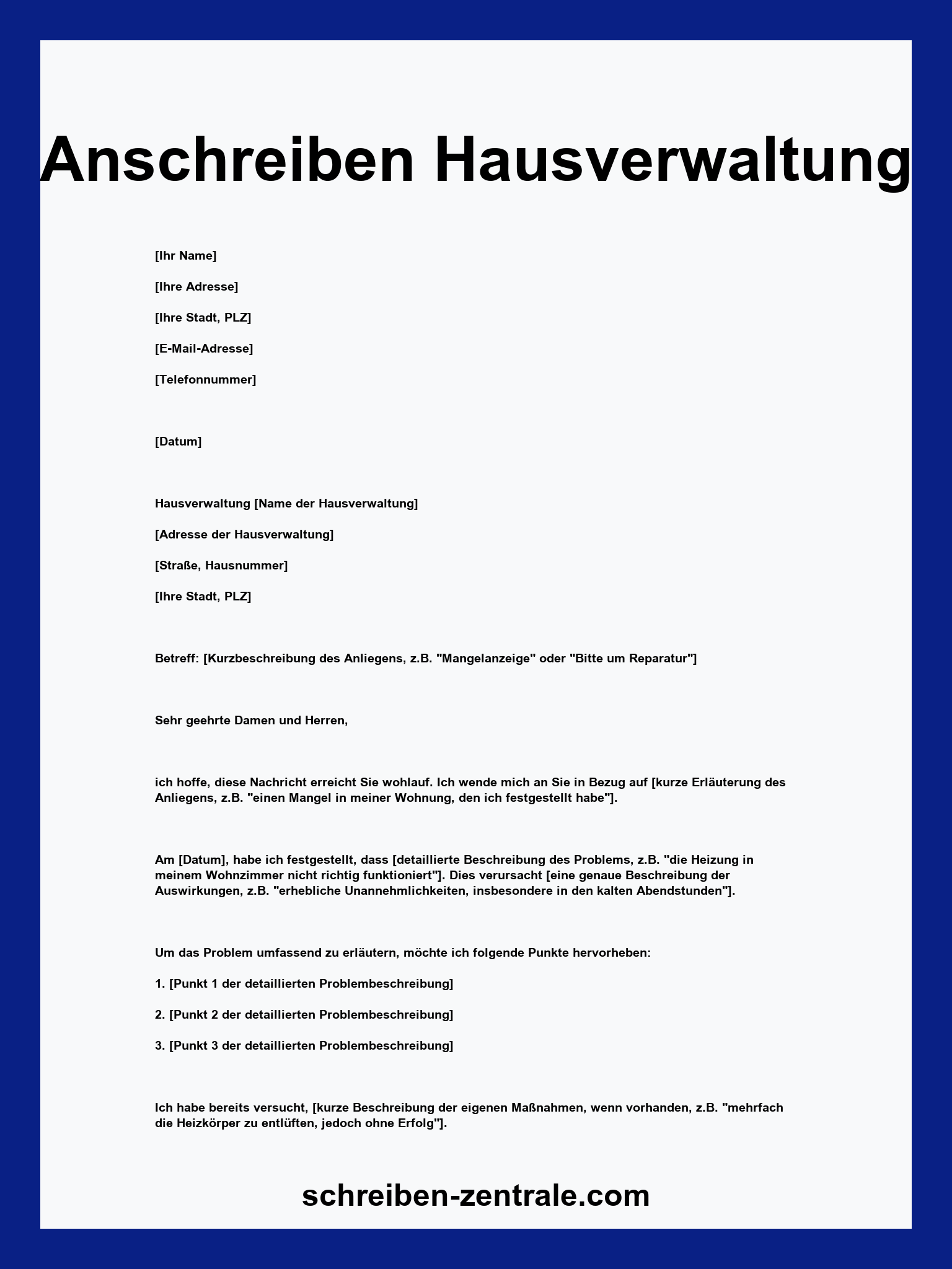 Anschreiben Hausverwaltung