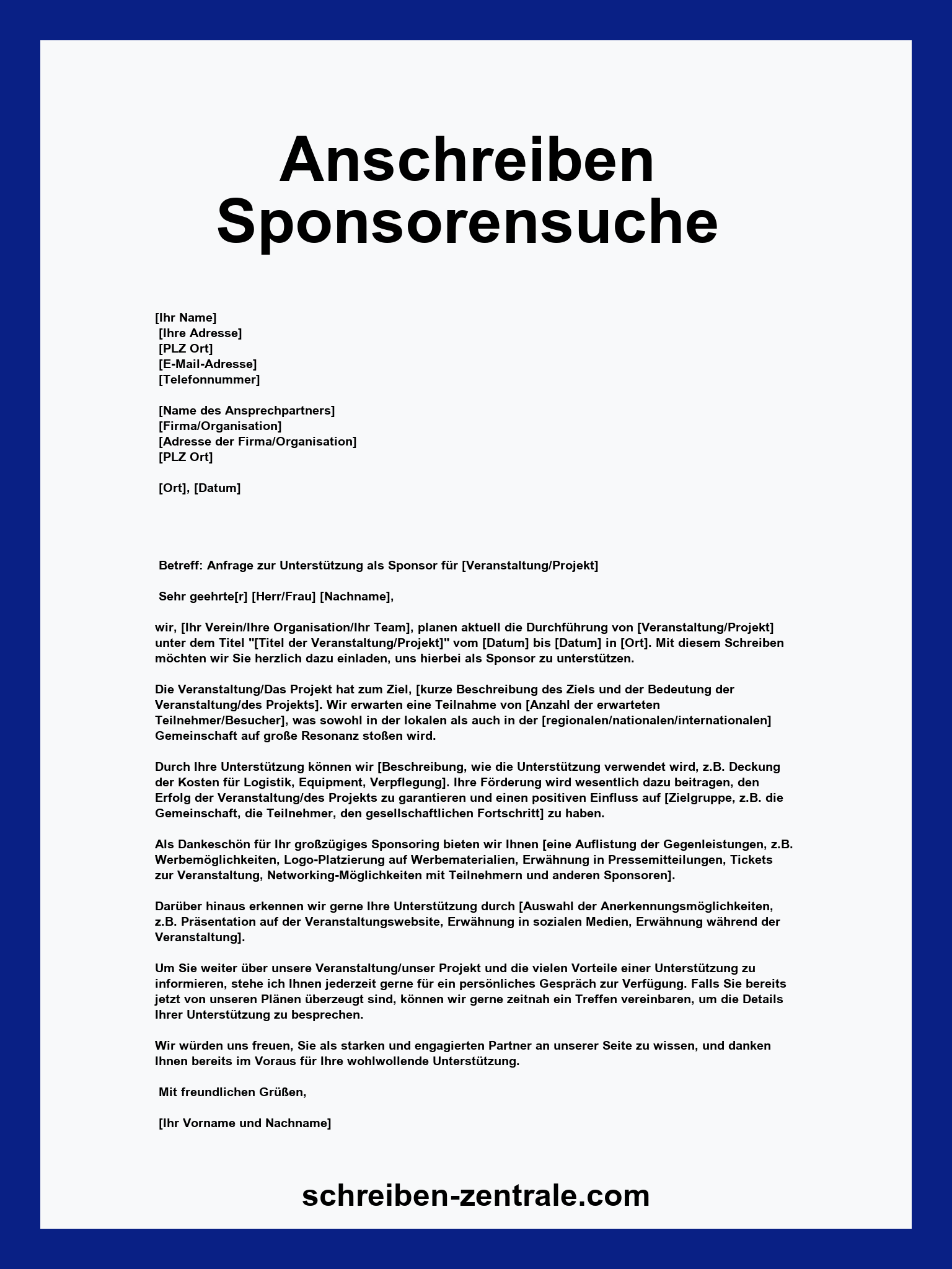 Anschreiben Sponsorensuche Muster