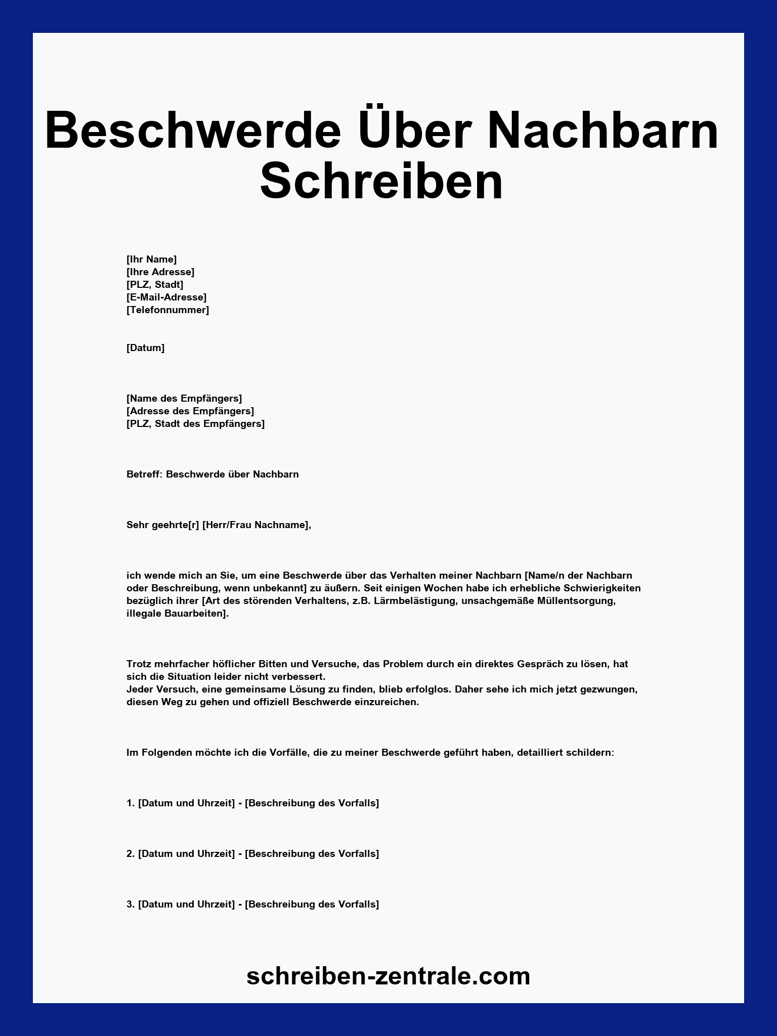 Beschwerde Über Nachbarn Schreiben