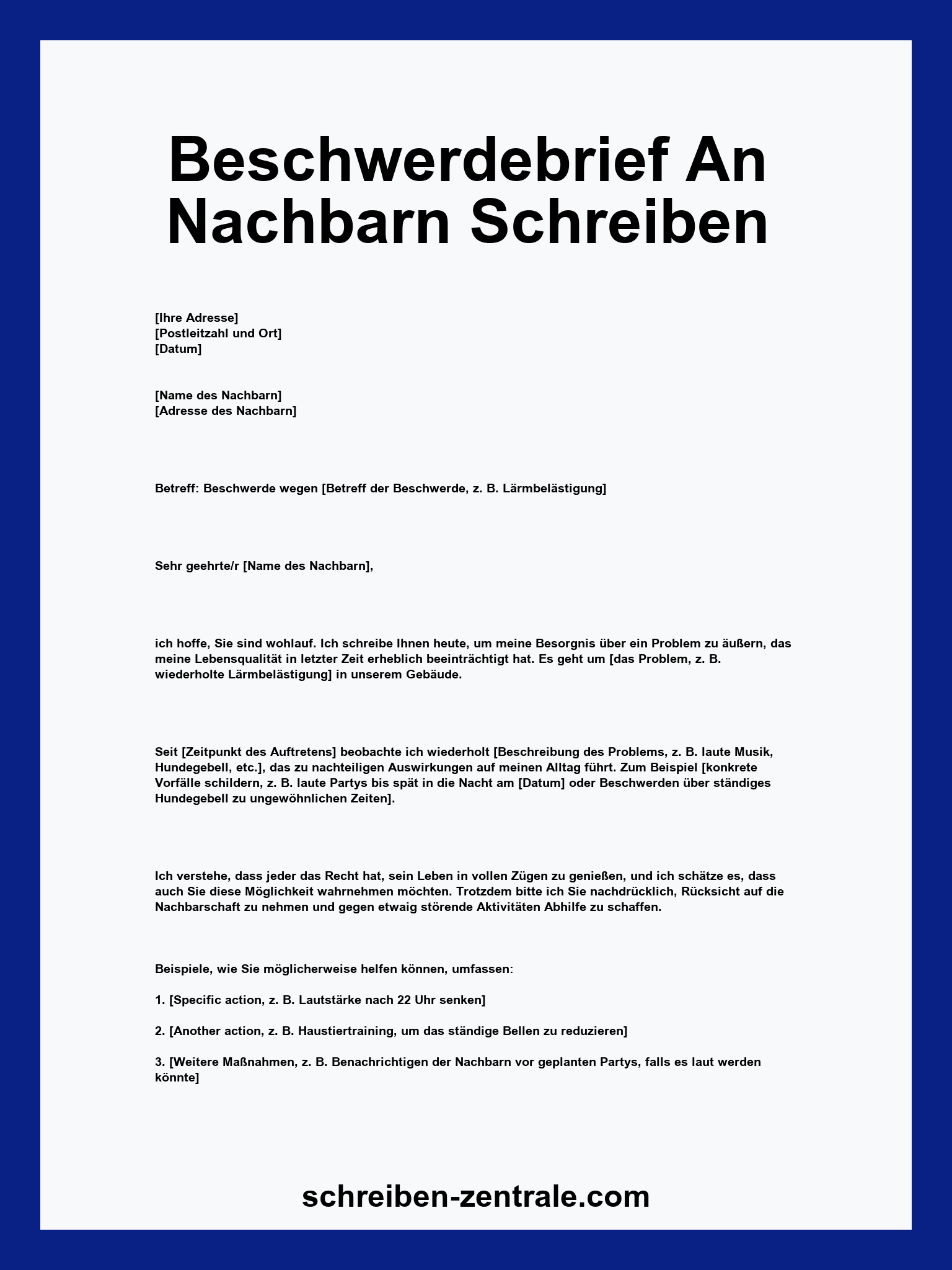 Beschwerdebrief An Nachbarn Schreiben