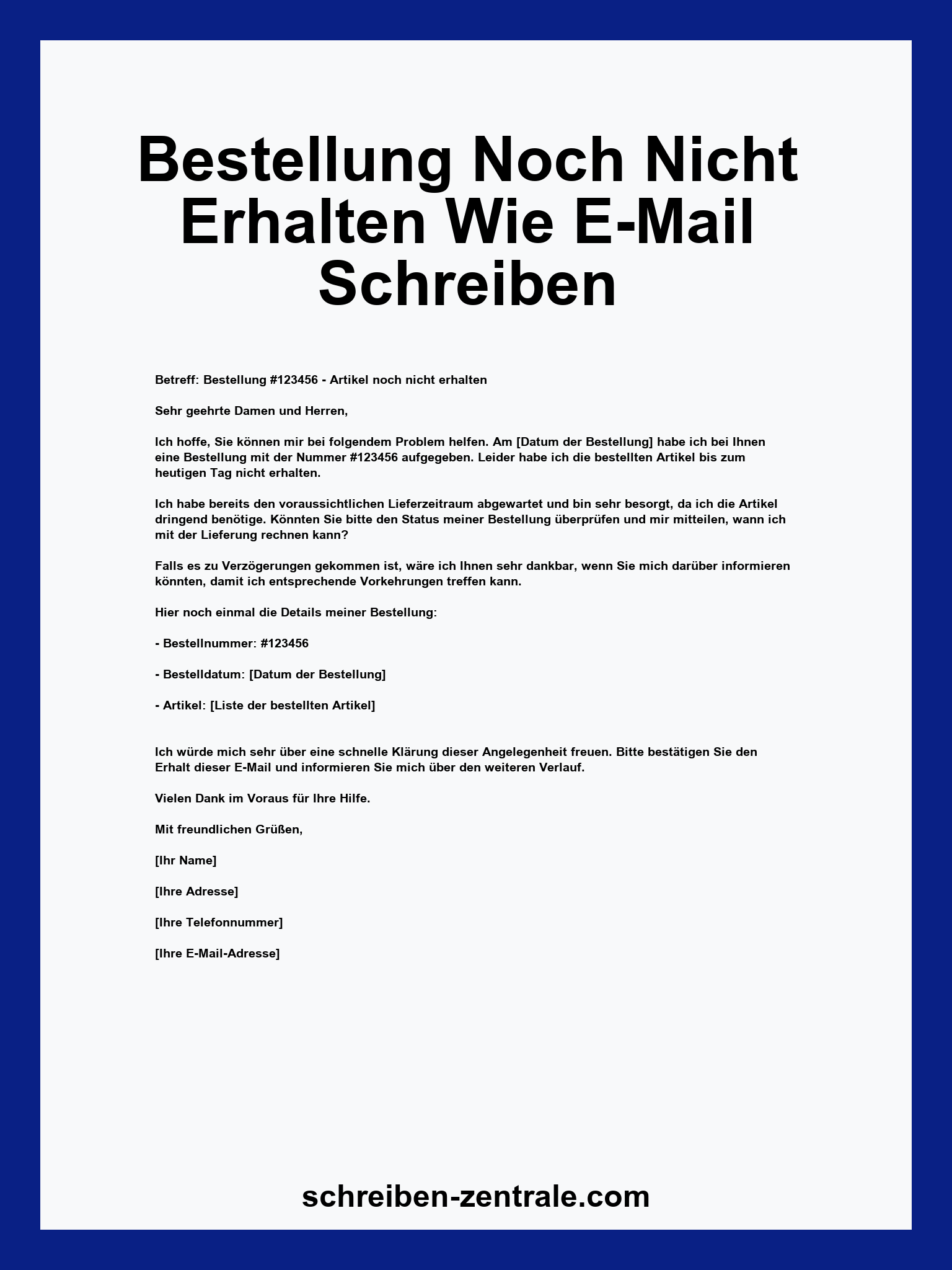 Bestellung Noch Nicht Erhalten Wie E-Mail Schreiben