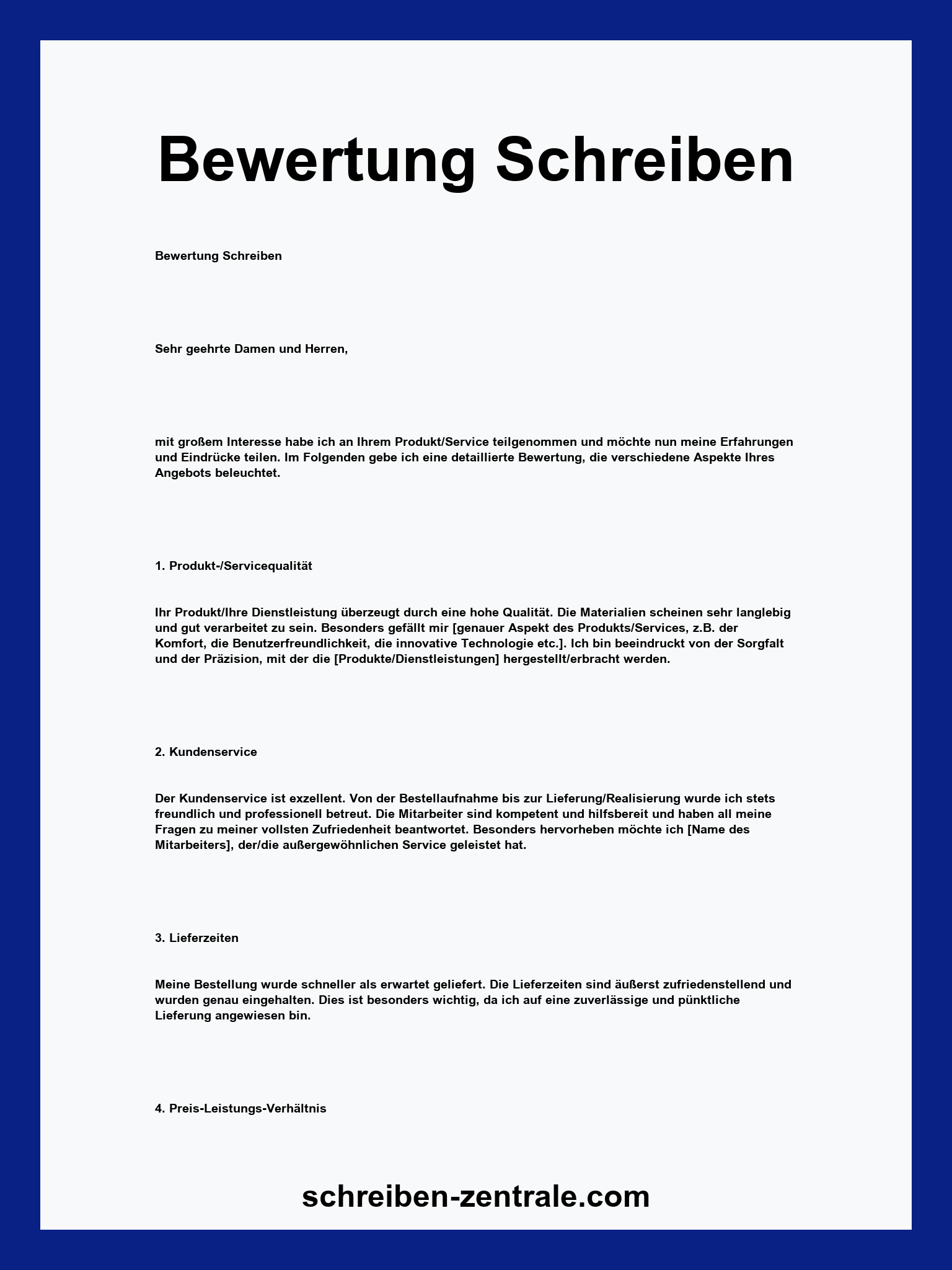 Bewertung Schreiben Beispiel