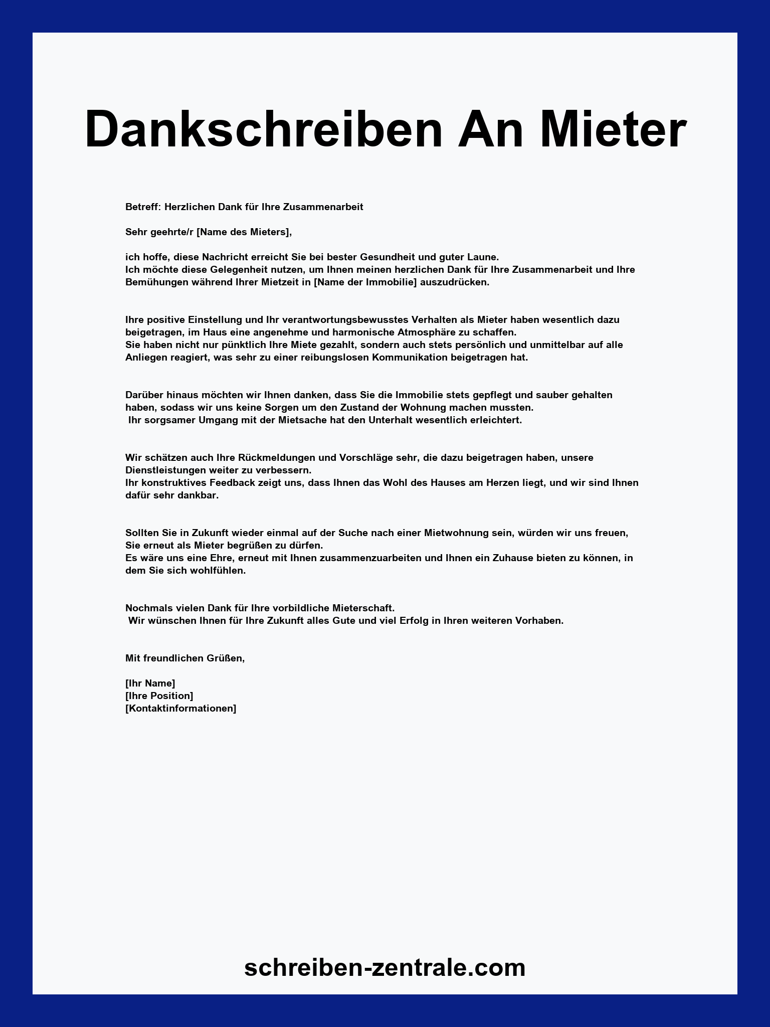 Dankschreiben An Mieter