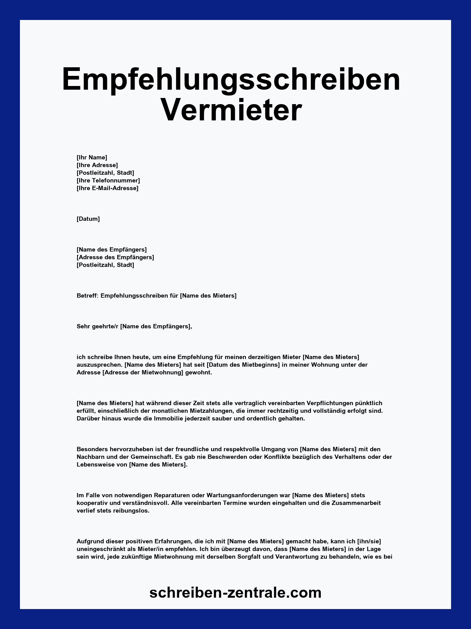 Empfehlungsschreiben Vermieter PDF