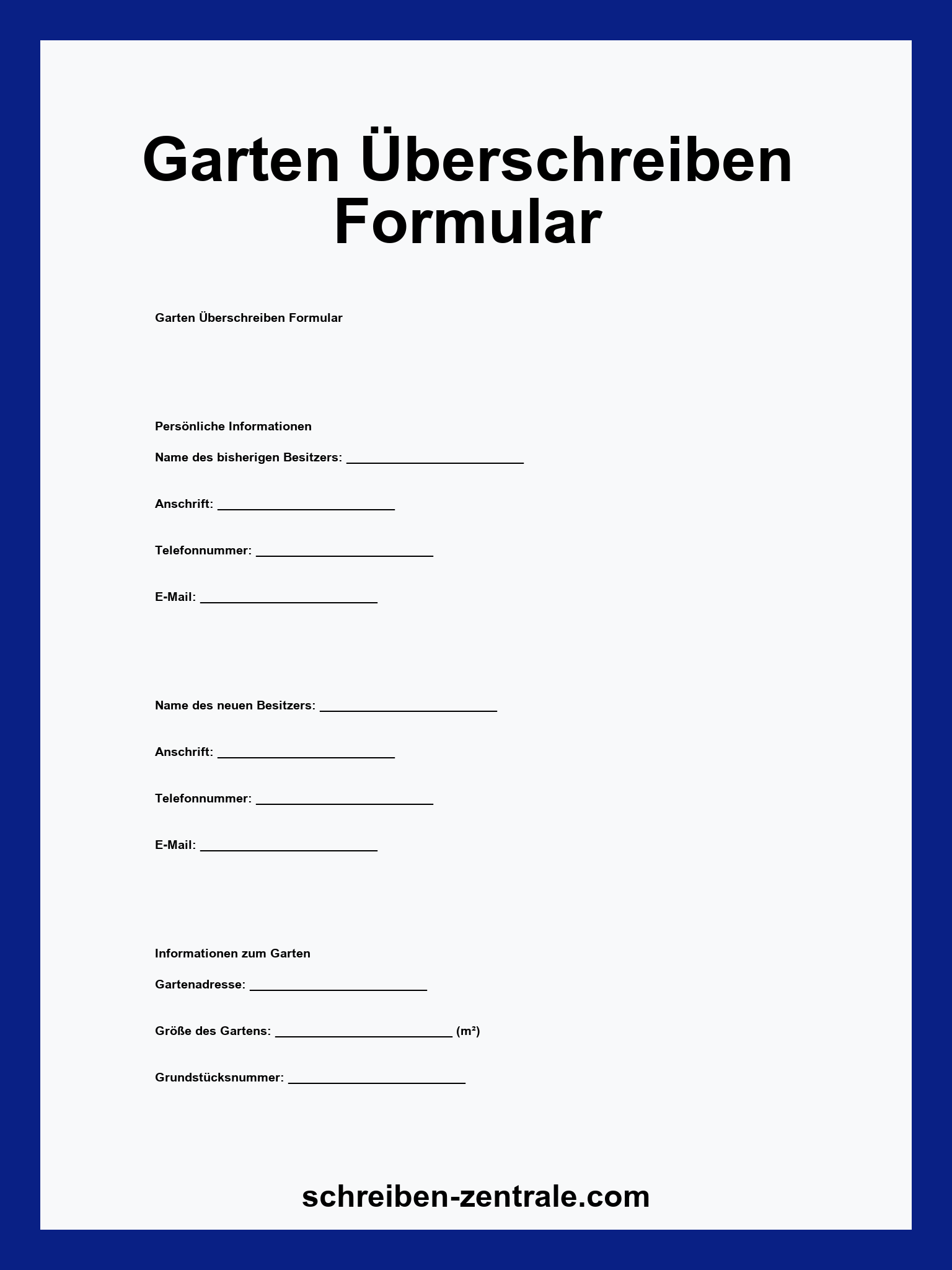 Garten Überschreiben Formular