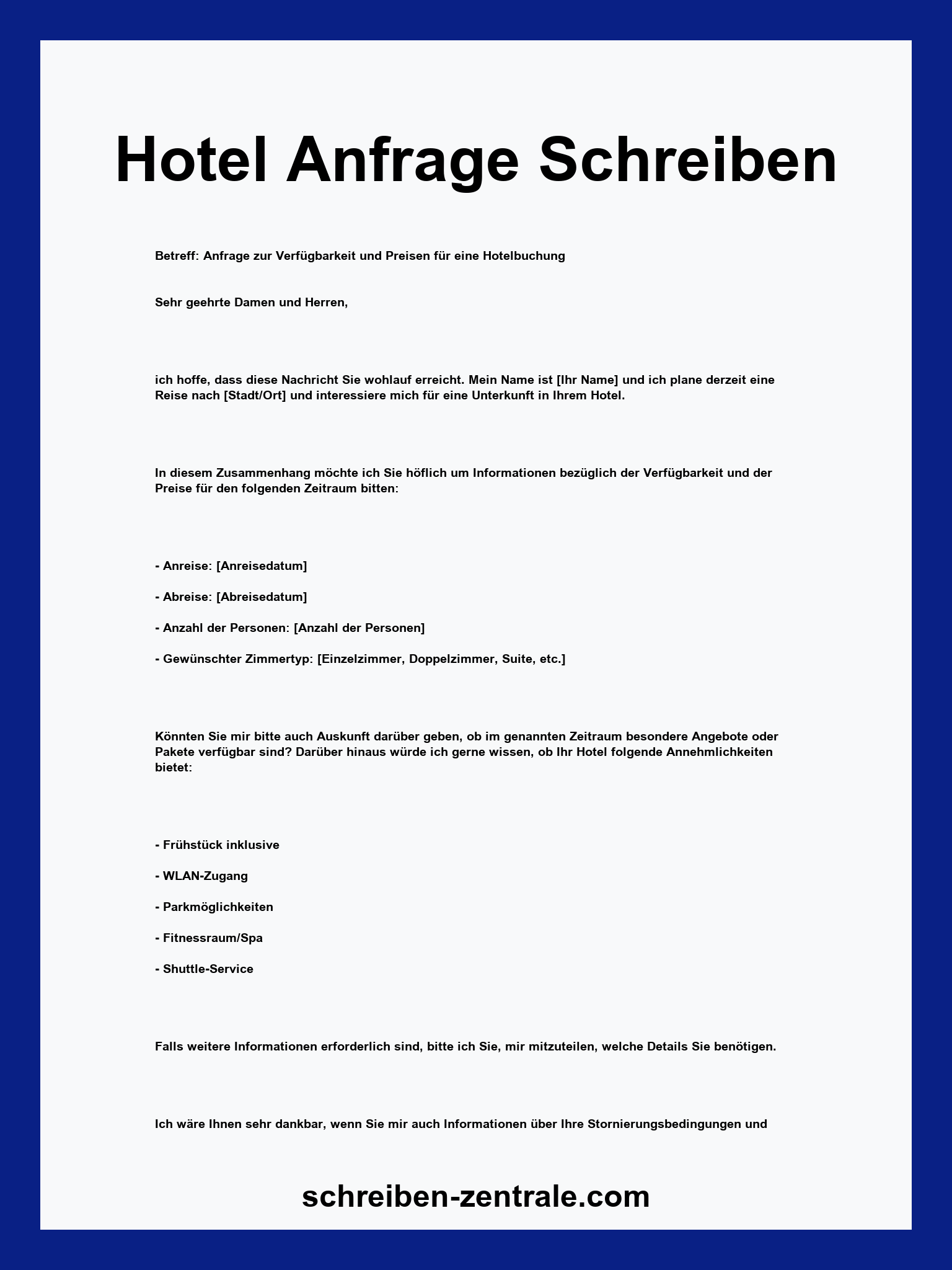 Hotel Anfrage Schreiben