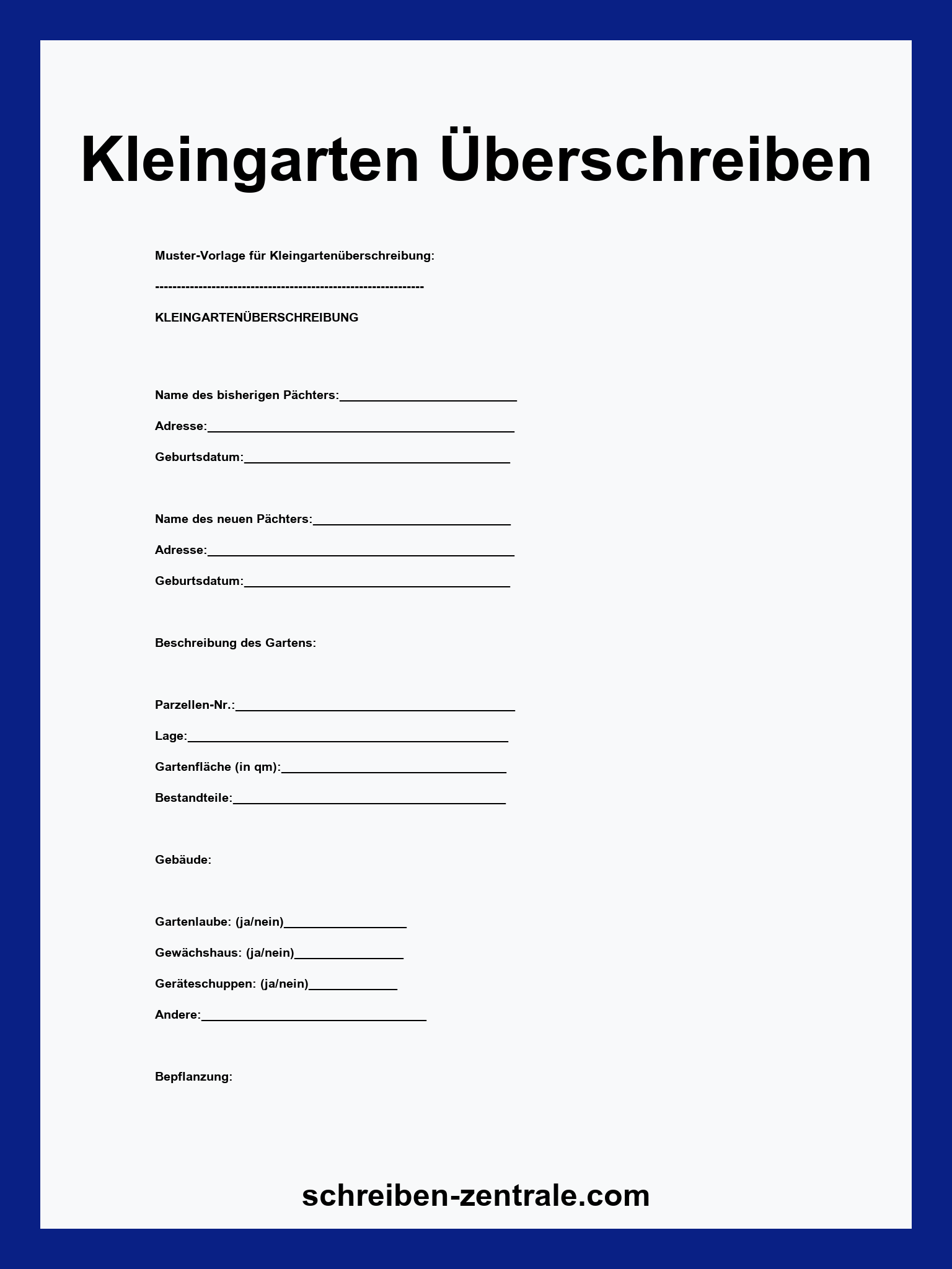 Kleingarten Überschreiben Muster