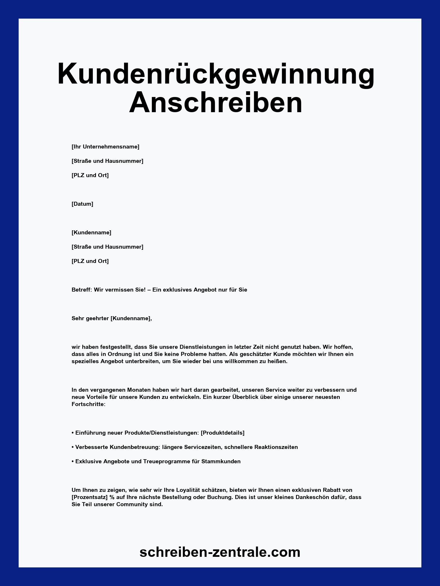 Kundenrückgewinnung Anschreiben Vorlage