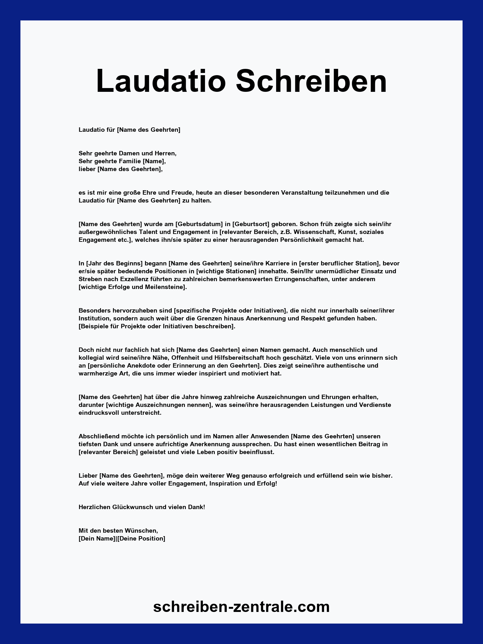 Laudatio Schreiben