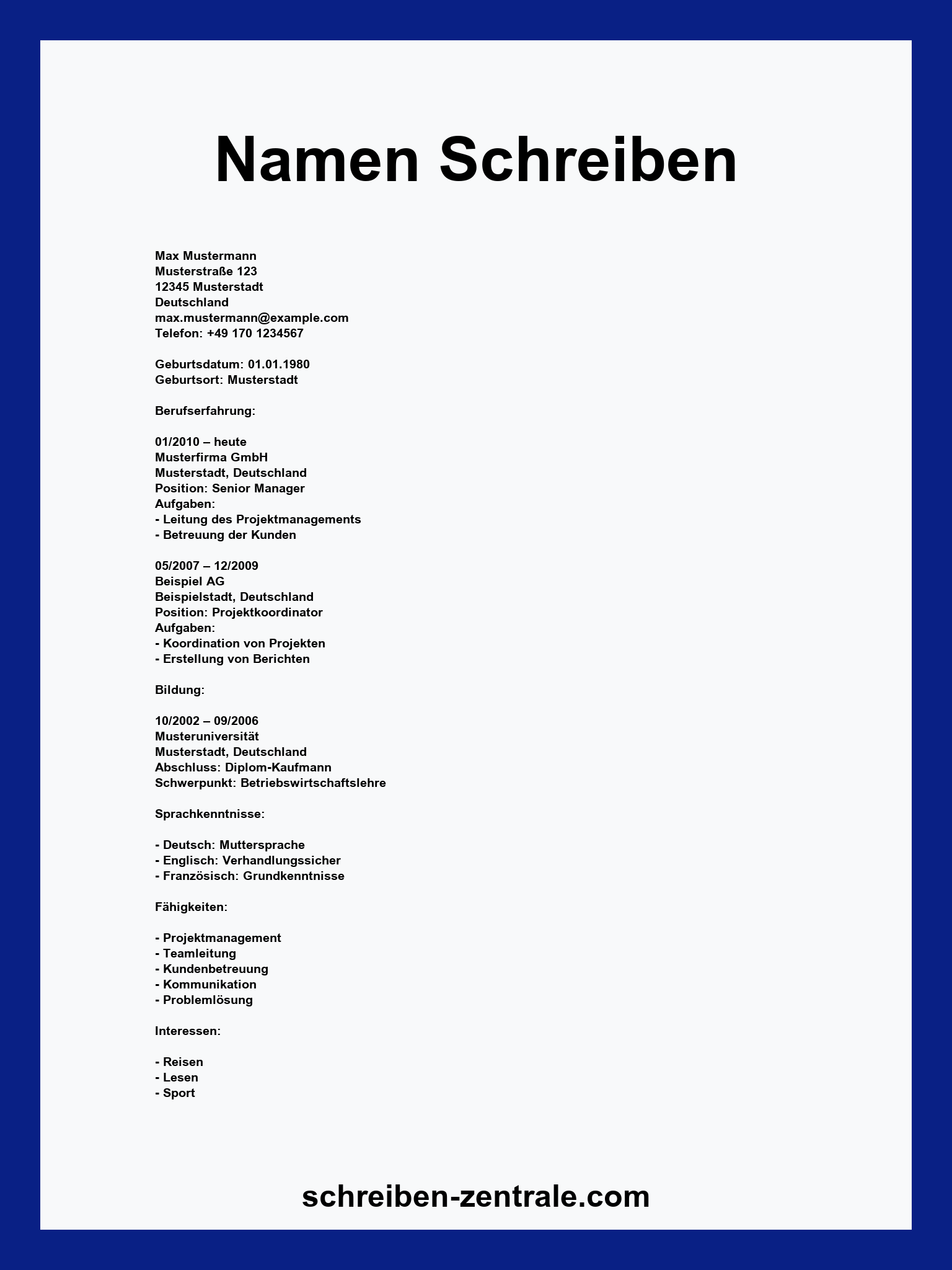 Namen Schreiben Vorlage