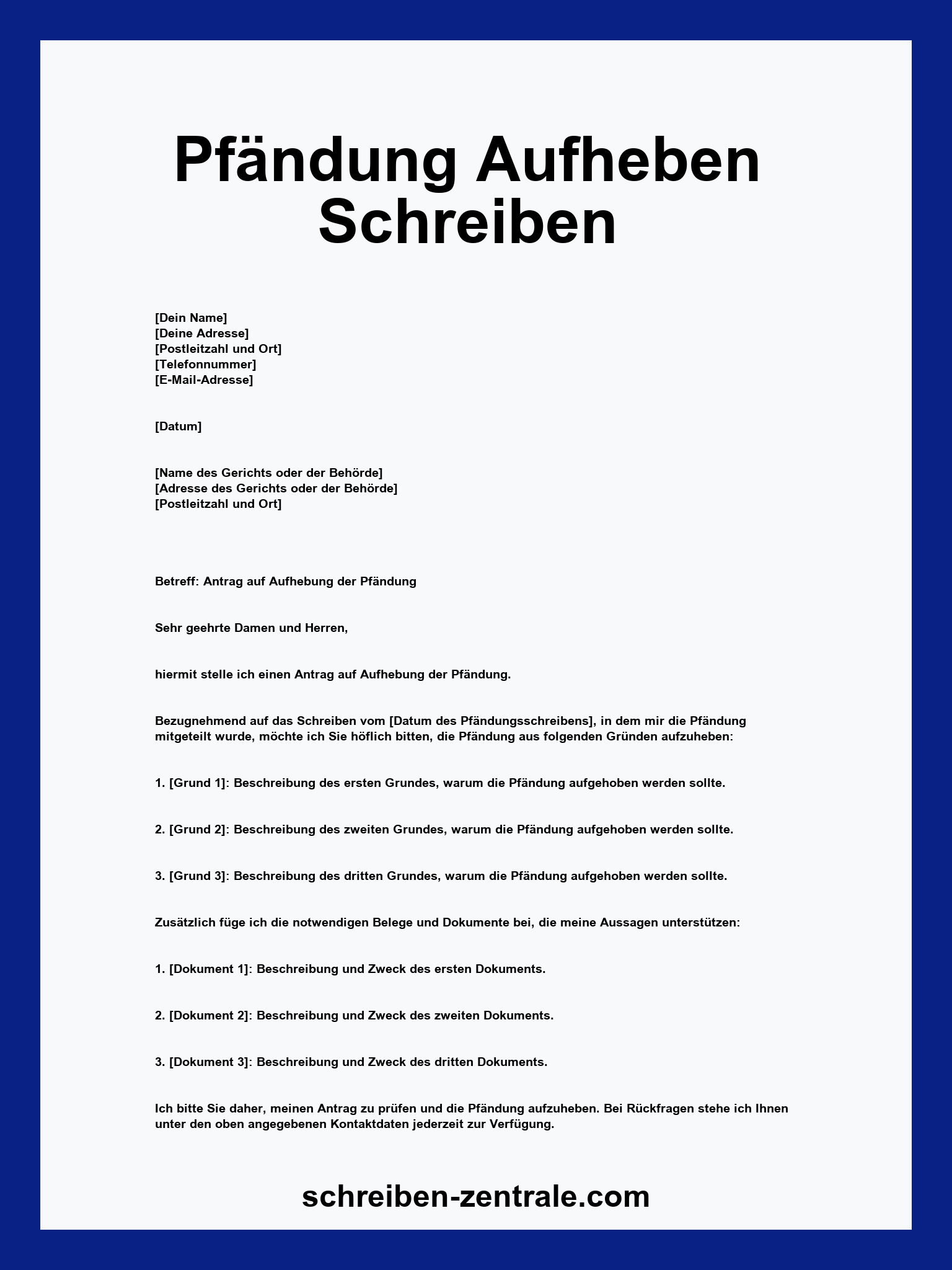 Pfändung Aufheben Schreiben Muster