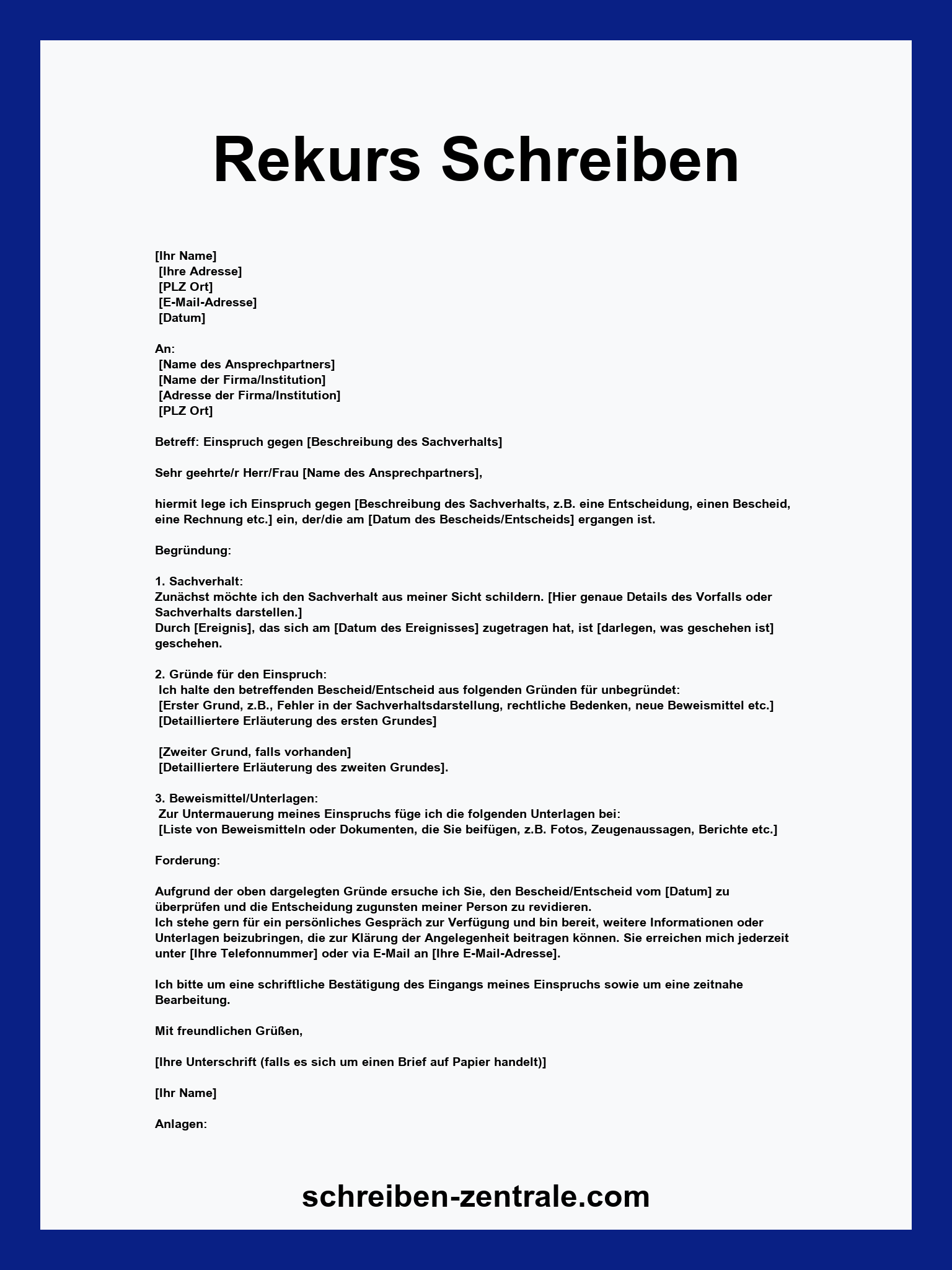 Rekurs Schreiben Muster