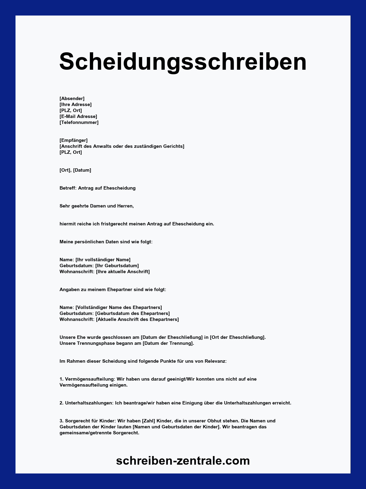 Scheidungsschreiben