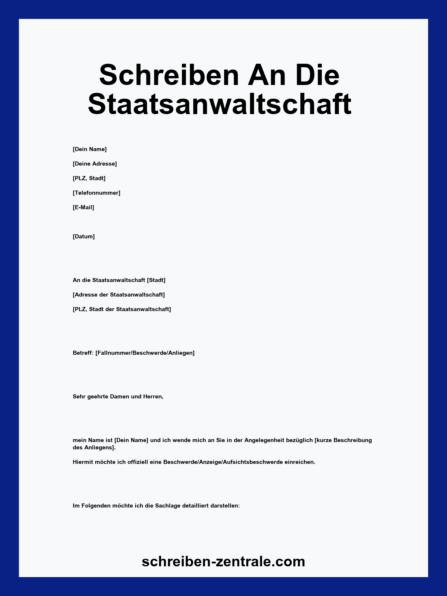 Schreiben An Die Staatsanwaltschaft Muster