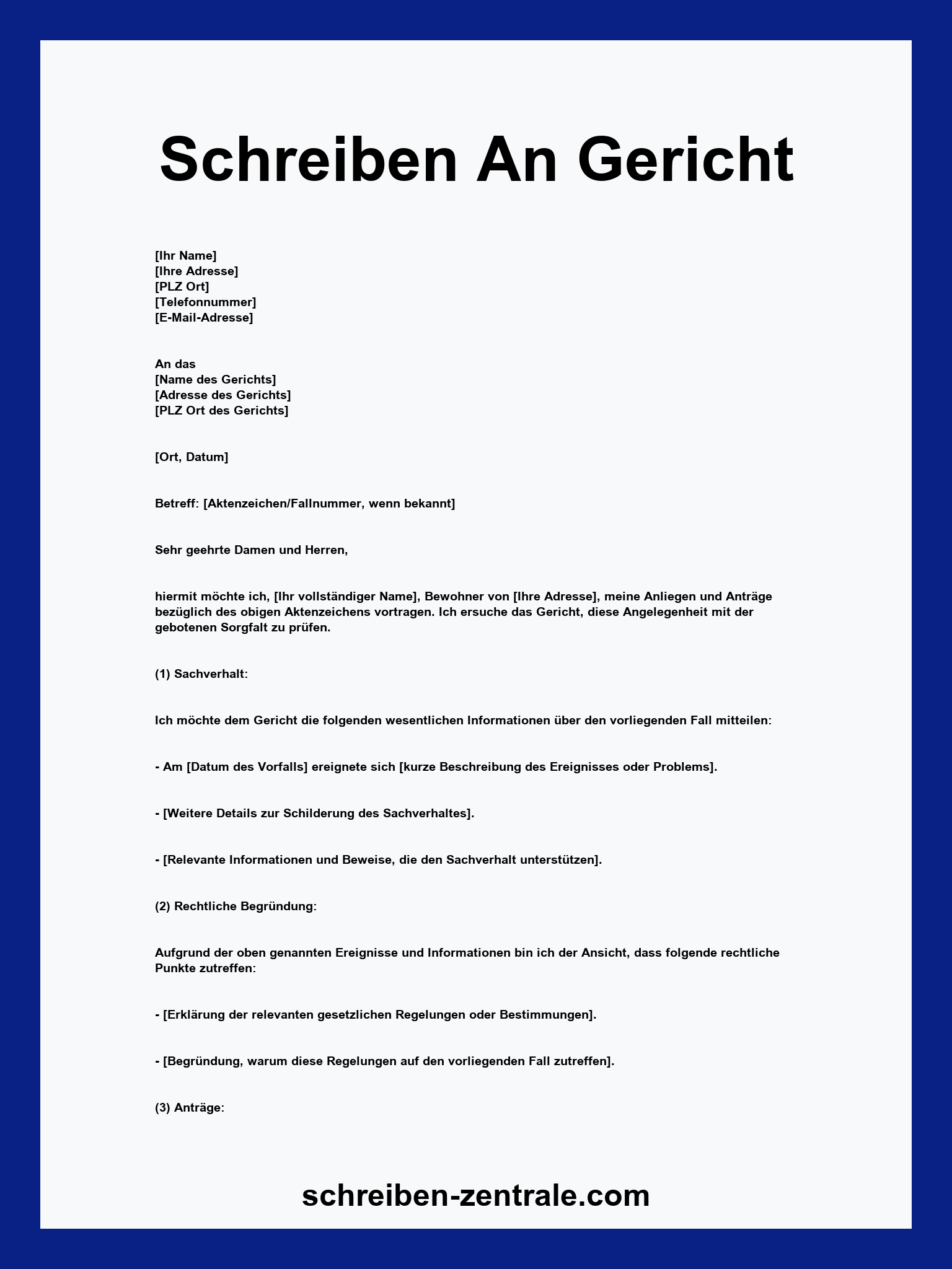 Schreiben An Gericht Muster