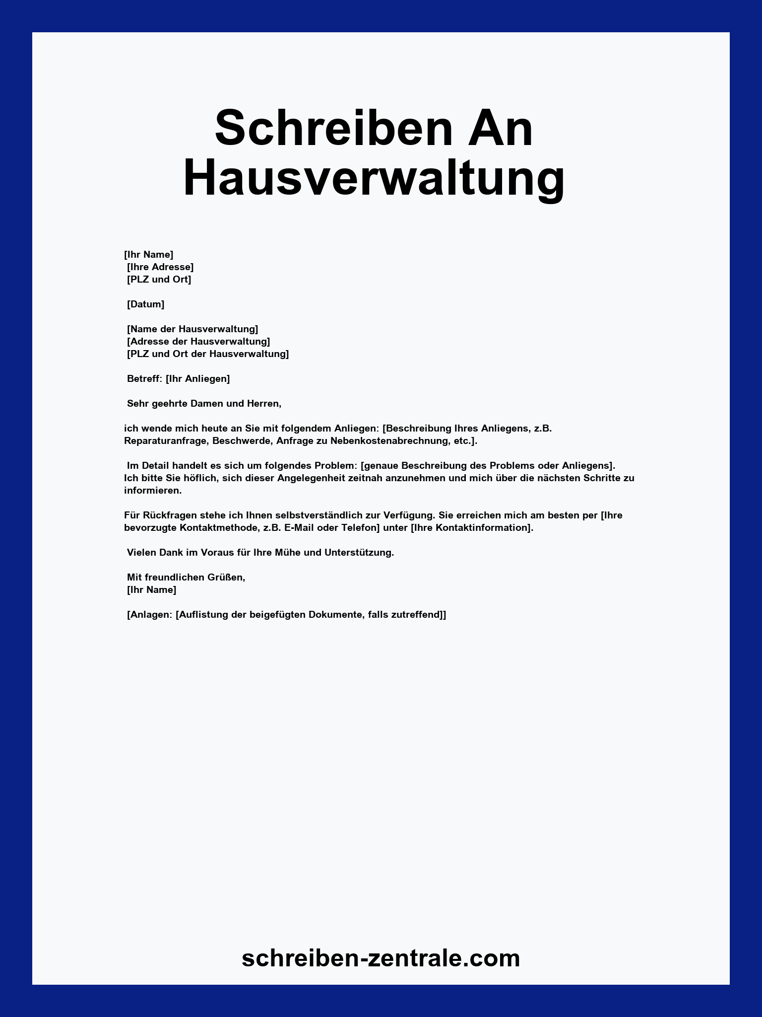 Schreiben An Hausverwaltung