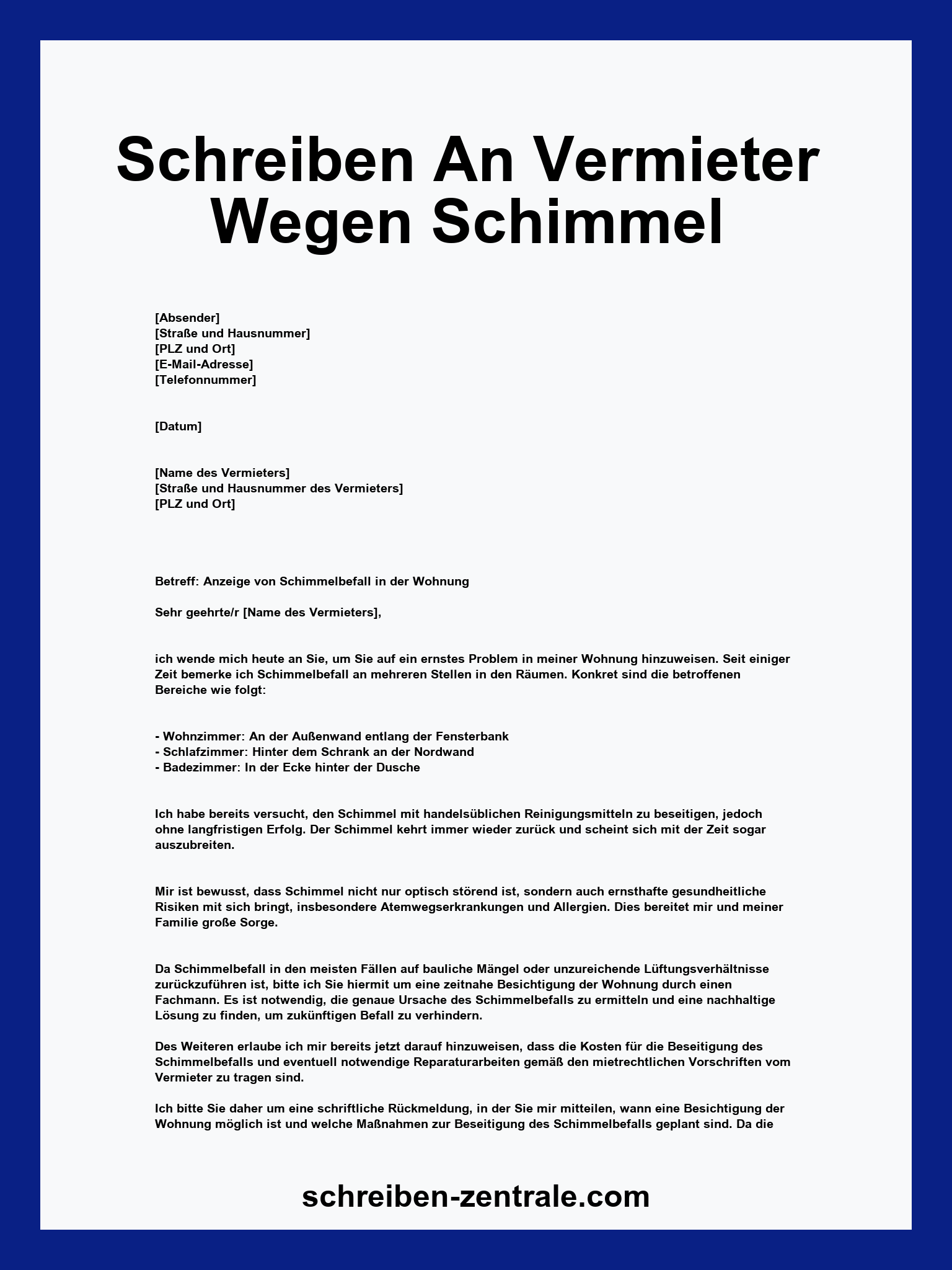 Schreiben An Vermieter Wegen Schimmel Muster