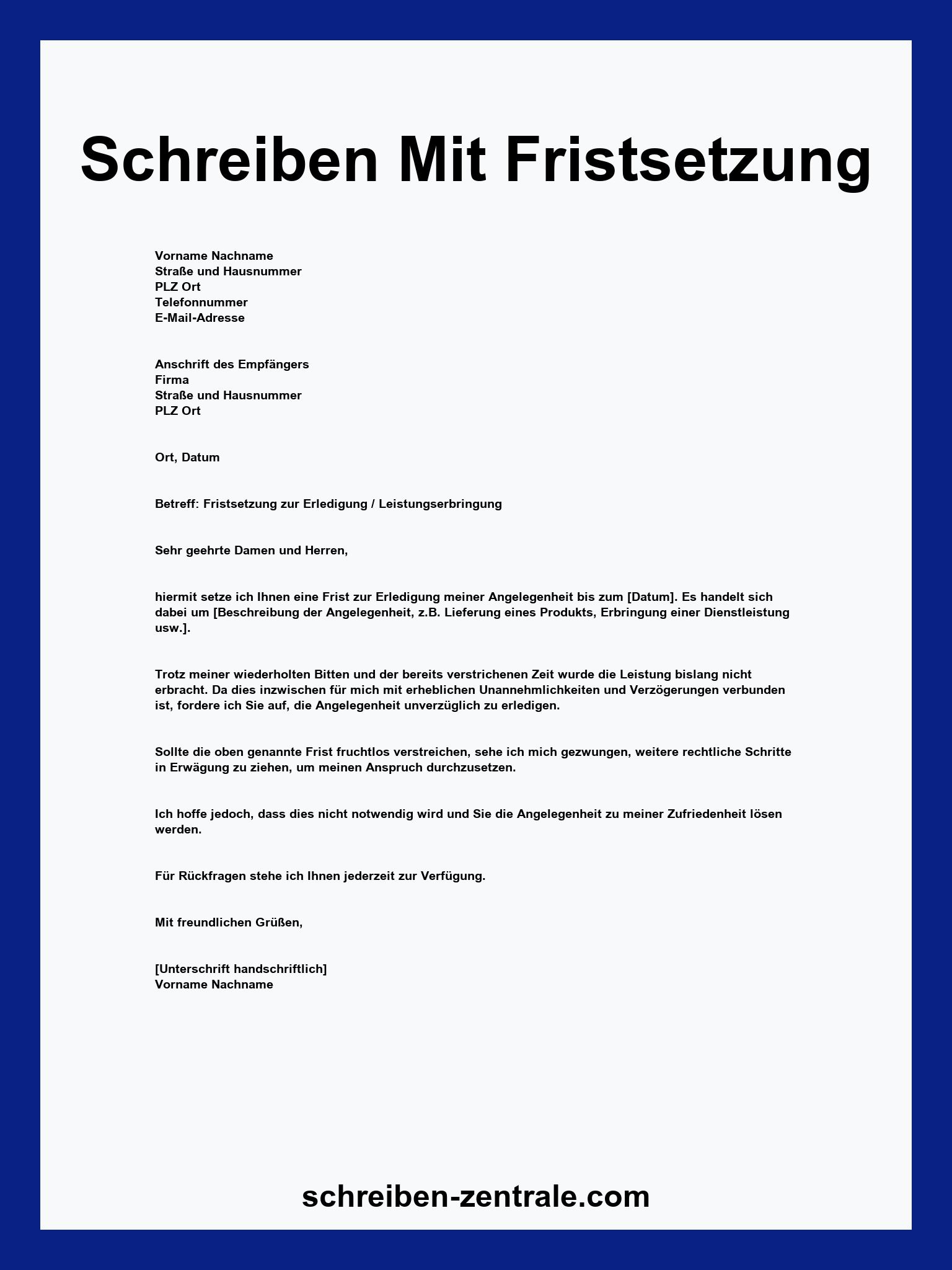Schreiben Mit Fristsetzung