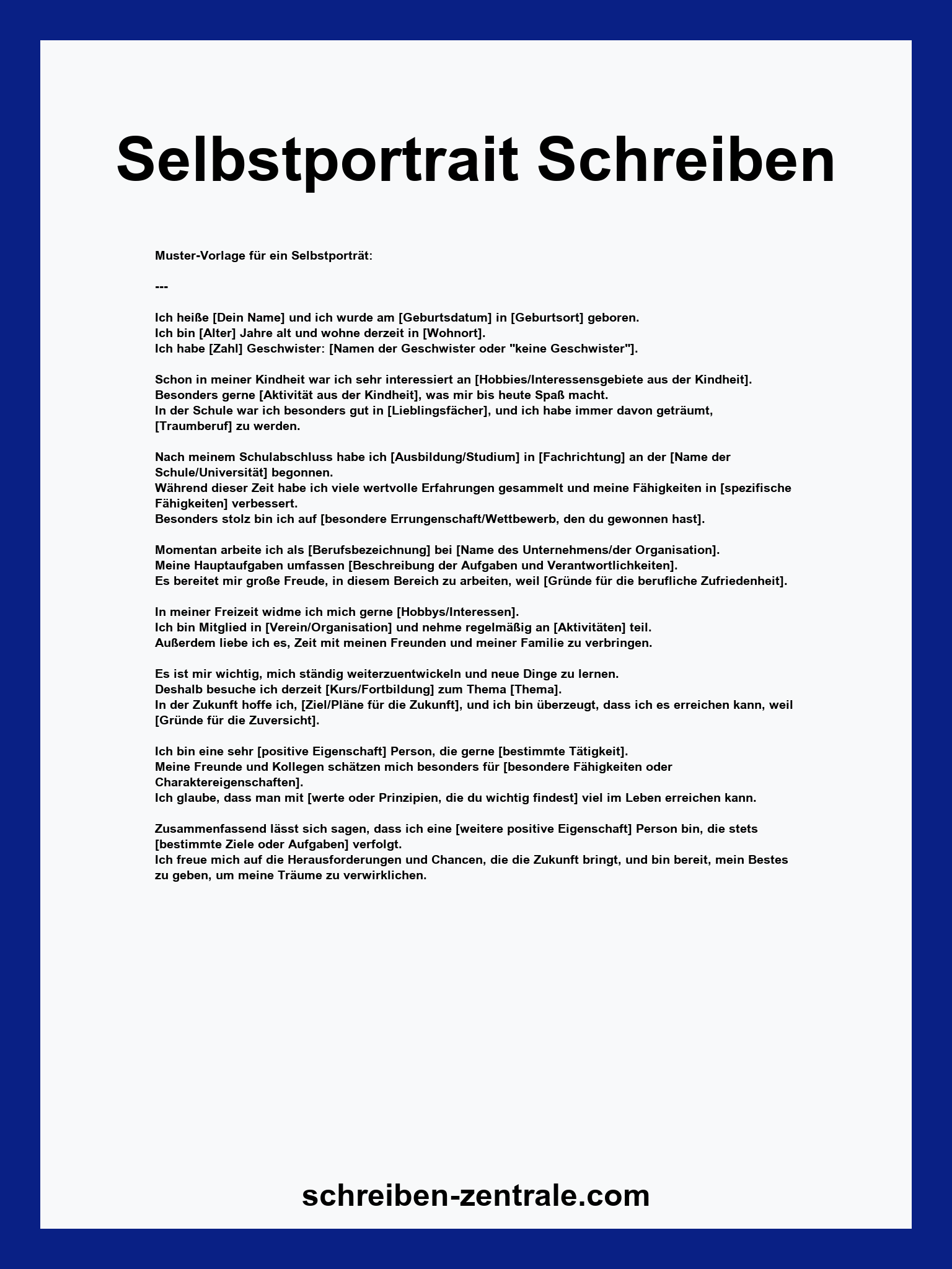 Selbstportrait Schreiben Beispiel