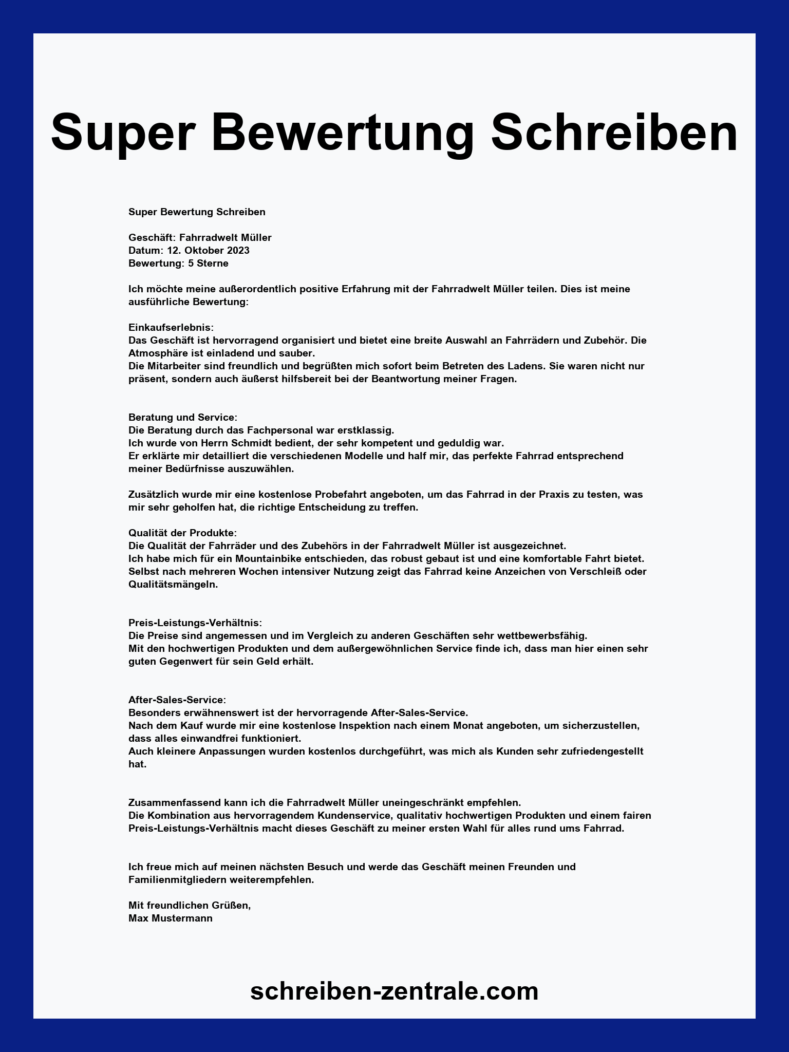 Super Bewertung Schreiben Vorlage