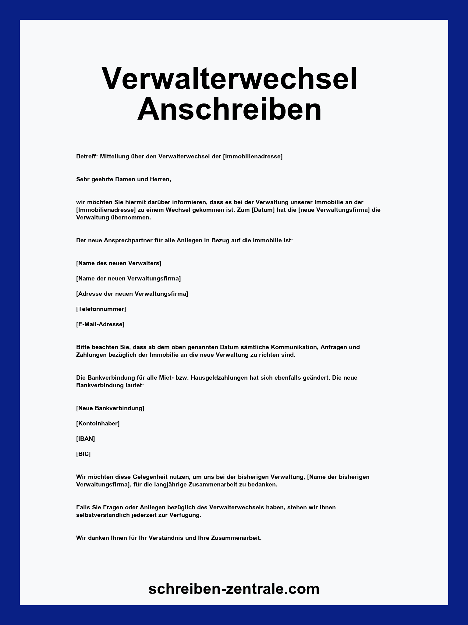 Verwalterwechsel Anschreiben Muster